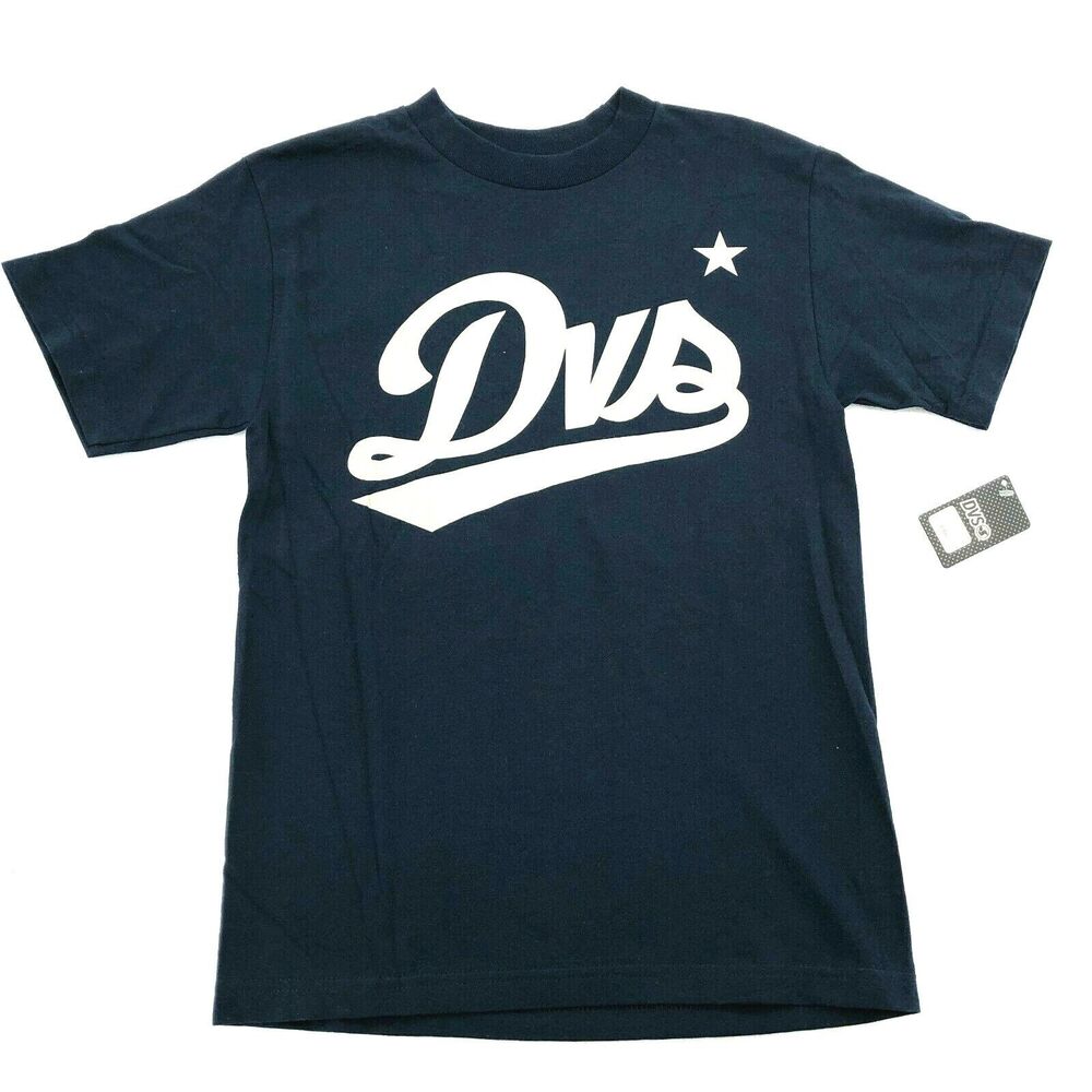 Vtg DVS Shoes Shirt Mens Small Navy Blue Skate Surf Streetwear Urban Y2k New